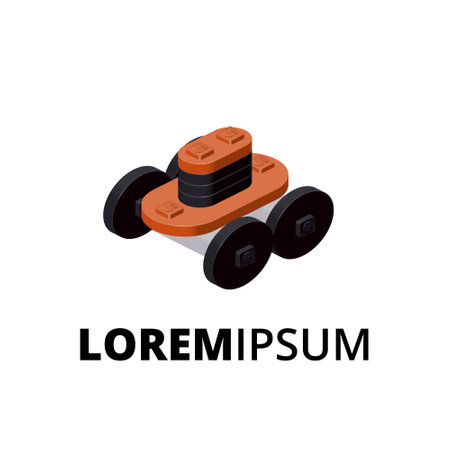 Robotic lawnmower logo for print and design. Vector illustration.のイラスト素材