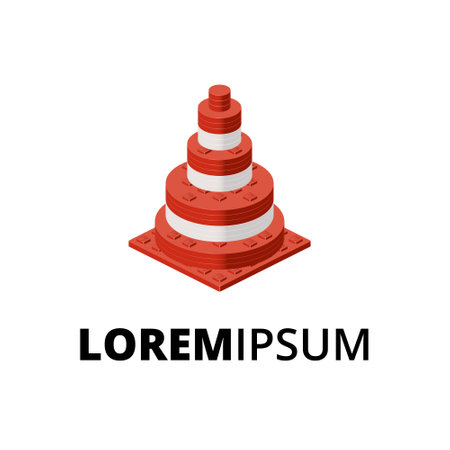 Logo with traffic cone for print and design. Vector illustration.のイラスト素材