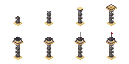 Phased construction of an observation tower. Vectorのイラスト素材