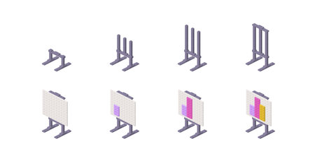 Step-by-step construction of a presentation board. Vectorのイラスト素材