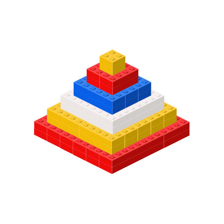 Colored step pyramid made of bricks. Vectorのイラスト素材