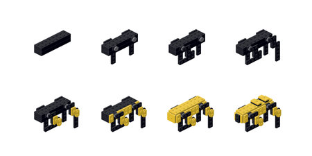 Step-by-step instructions for assembling a robot in isometry. Vectorのイラスト素材