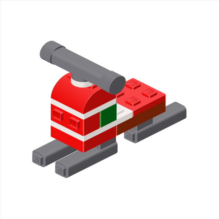Red snowmobile in isometry. Vectorのイラスト素材