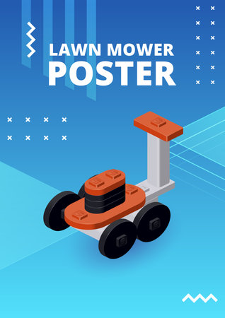 Lawn mower poster for print and design. Vector illustration.のイラスト素材