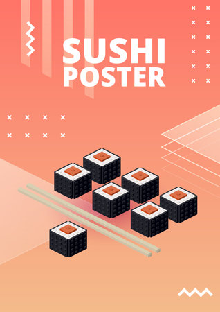 Sushi poster for print and design. Vector illustration.のイラスト素材