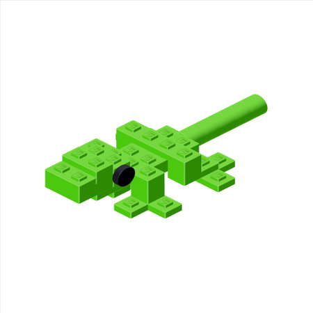 Green lizard in isometry. Vectorのイラスト素材