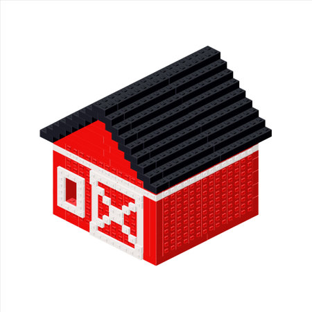 Farm barn in isometry. Vectorのイラスト素材