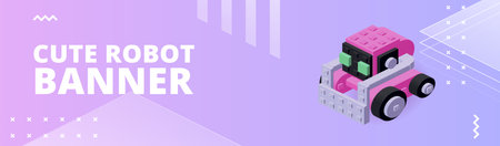 Banner with a cute robot for printing and design. Vector illustration.のイラスト素材