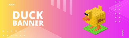 Banner with yellow duck for print and design. Vector illustration.のイラスト素材