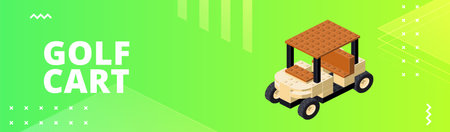 Banner with golf cart for printing and design. Vector illustration.のイラスト素材