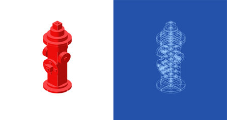 Fire hydrant project for print and decoration. Vector clipart.のイラスト素材