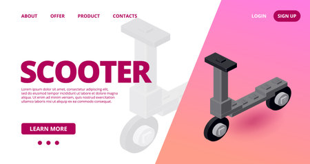 Web template with a Kick scooter. Vectorのイラスト素材