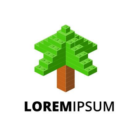 Logo with tree for print and design. Vector clipart.のイラスト素材