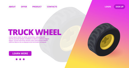 Web template with a truck wheel. Vectorのイラスト素材