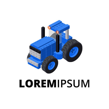 Logo with tractor for print and design. Vector clipart.のイラスト素材