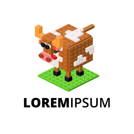 Logo with cow for print and design. Vector clipart.のイラスト素材
