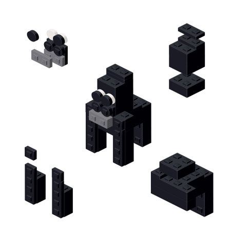Concept with deconstruction gorilla from plastic blocks. Vectorのイラスト素材