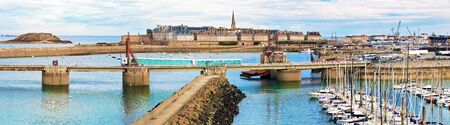 Panorama of the port of Saint-Malo in Brittany, France.の写真素材
