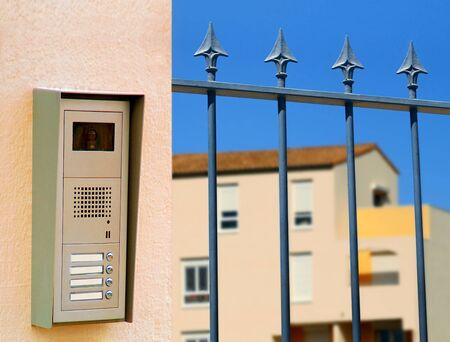 Videophone at the entrance gate of a property.