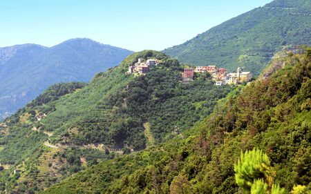 village of San Bernadino in Liguria, Italyの写真素材