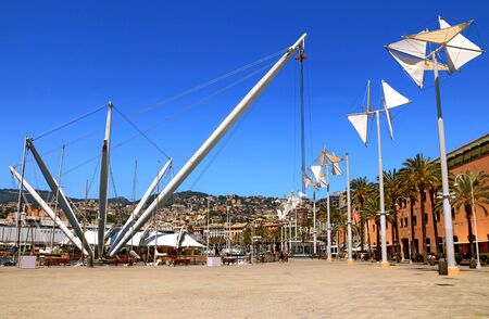 Pier of the old port in Genoaの写真素材