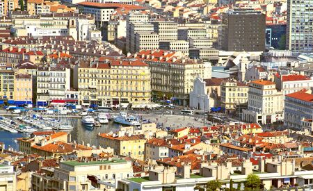 Aerial view of the old port in Marseille, France.の写真素材