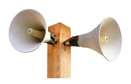 Double speaker on a mat with white background.の写真素材