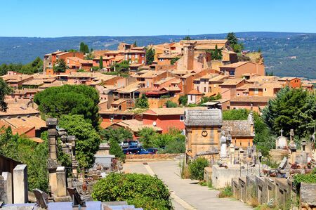 Village Roussillon perched on a hill in Provence, France, Europe.の写真素材