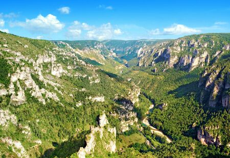 Panorama of the Tarn Gorges in Occitanie Franceの写真素材