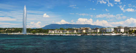 The shores of Lake Geneva and the marina.の写真素材