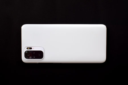 Blank white phone case. Back, smartphone cover, smartphone rear camera