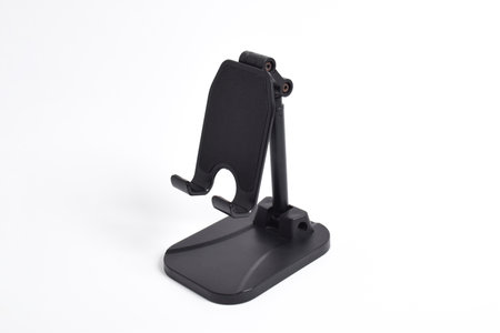 Phone holder stand that can be adjusted to height angle isolated on white background. holder for phone, phone stand, mount, universalの写真素材