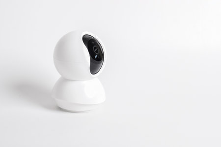 CCTV security camera isolated on white background. Smart home wireless security camera