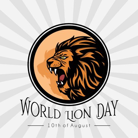 World lion day vector design with icon logoのイラスト素材