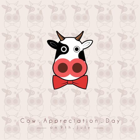 World Cow Apreciation Day Vector cartoon with cow pattern backgroundのイラスト素材