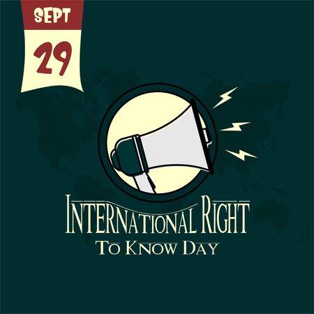 International Right to Know Day design with Megaphone line art icon and green world mapのイラスト素材