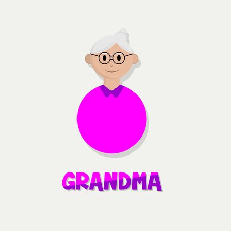 People oldman Icon, grandma cartoon vector with purple dressのイラスト素材