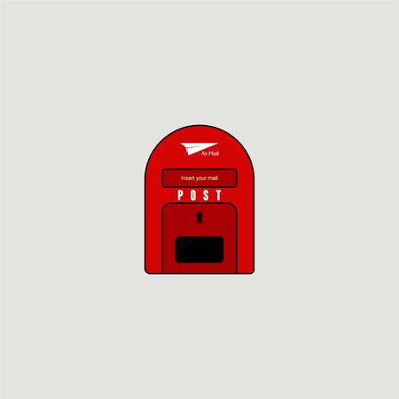 Post box Icon, Mail Box Icon with red colorのイラスト素材