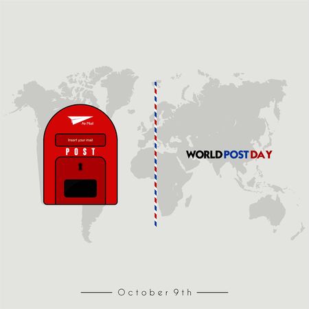 World Post Day with post box (mail box) icon design and world map backgroundのイラスト素材