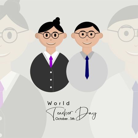 World Teacher Day with man and woman teacher iconのイラスト素材