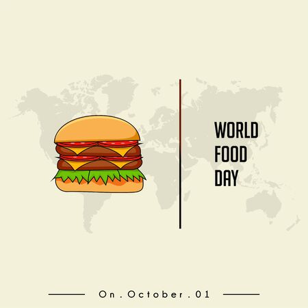 World Food Day on 16 October with Burger cartoon Vectorのイラスト素材