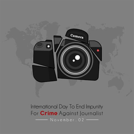 International Day to End Impunity for Crime Against Journalist with crash Journalist Camera Photoのイラスト素材