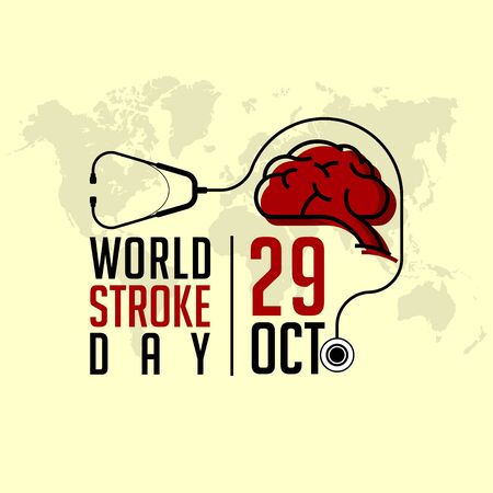 World Stroke Day on October 29, With Stethoscope and Brain vector designのイラスト素材