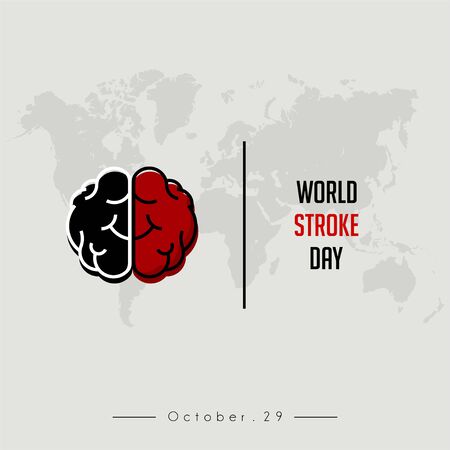 World Stroke Day With the brain (side black and other side red)のイラスト素材