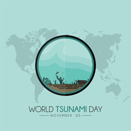World Tsunami Day icon vector design on 05 November, visible from the sea floor and sea lifeのイラスト素材