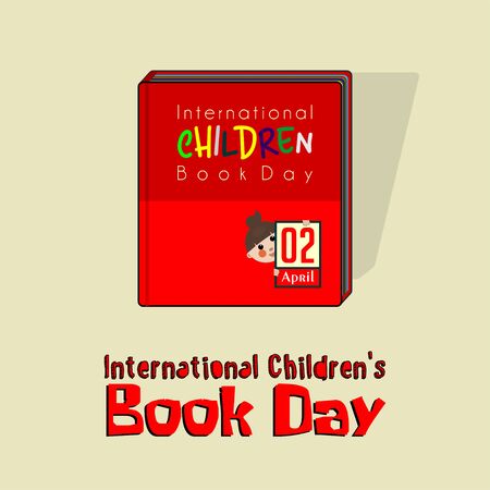 International Children's Book Day with red book, children's book vector cartoon designのイラスト素材