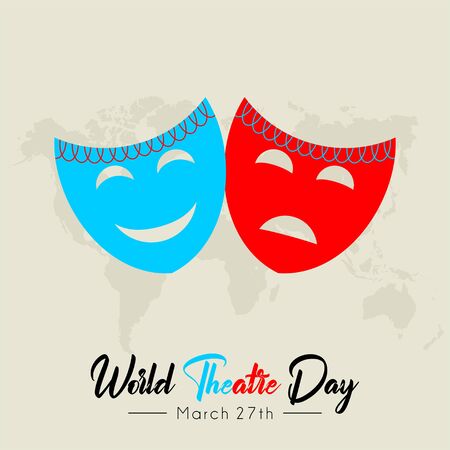 World Theater Day with mask vector cartoonのイラスト素材