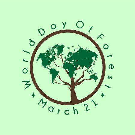 World Day of Forest with tree on circle vector designのイラスト素材