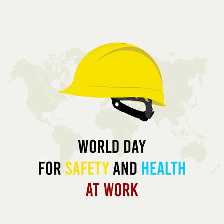 World day for Safety and Health at Work with helmet worker vector cartoonの写真素材