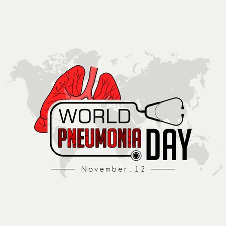 World Pneumonia Day Typography, with stethoscope and world map backgroundの写真素材